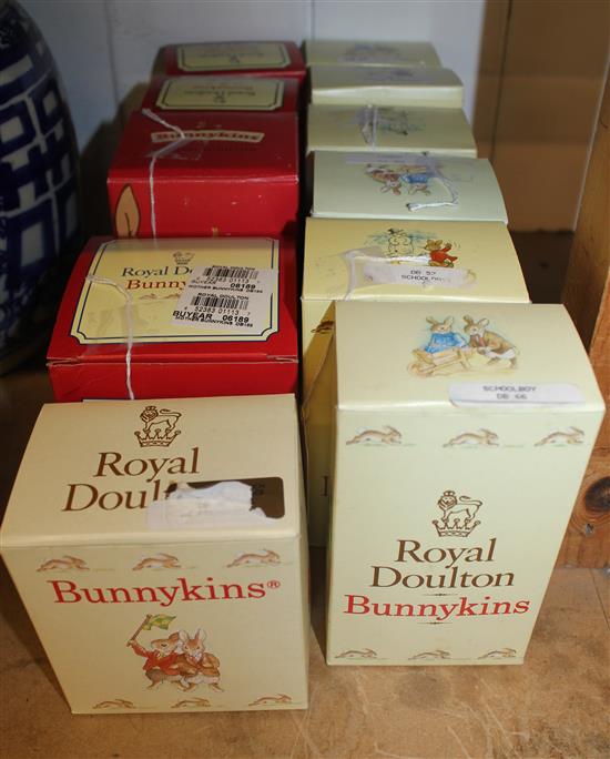 11 Royal Doulton boxed Bunnykins, inc Granpas Story, Graduation Day, Mother, Father, Harry, Schooldays, Brownie etc